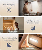 Under Cabinet Lighting, LED Motion Sensor Light Indoor, 2200mAh USB Rechargeable Closet Lights Battery Operated, Stick On Magnetic Wireless Dimmable Under Counter Lights for Kitchen(2 Pack)