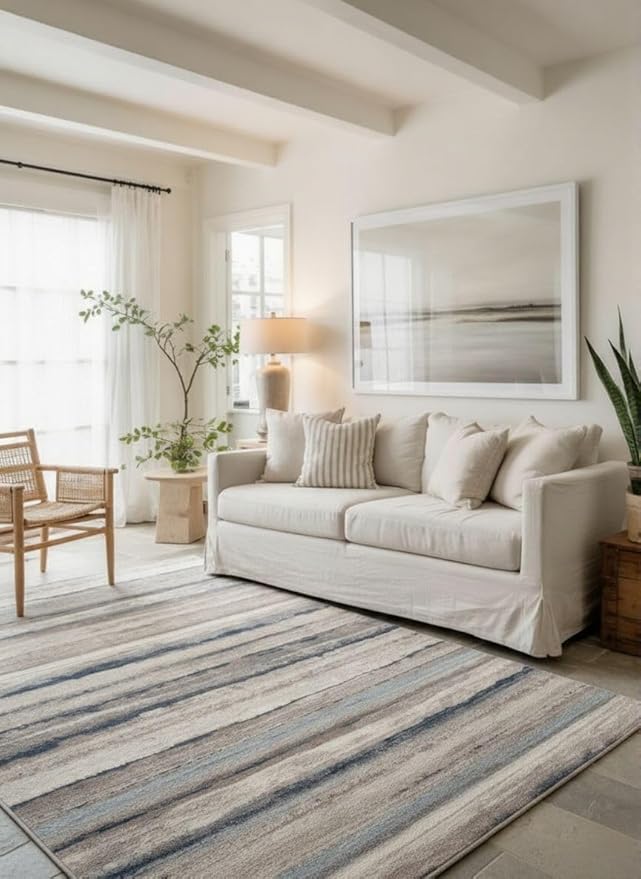 RUG BRANCH Havana 8' x 11' (7'9" X 10'8") Scandinavian Indoor Area Rug, Contemporary, Blue Brown - Living Room, Bedroom, Dining Room, and Kitchen