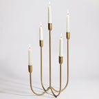 Perfnique 5-Candle Iron Candelabra, 17 Inch Antique Brass Gold Candle Holder, Hand-Forged Cast Gold Candle Holder for Wedding, Event, Christmas & Dining, Table Centerpiece Décor