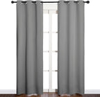 NICETOWN Bedroom Curtains Blackout Drapery Panels, Three Pass Microfiber Thermal Insulated Solid Ring Top Blackout Window Curtains/Drapes (Two Panels, 34 x 84 inches, Silver Grey)