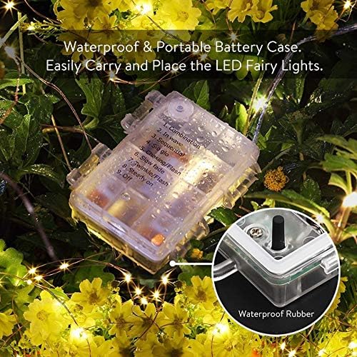 String Lights,LED Copper Wire Lights, Each Set 33ft/10M 100LEDs and 4 Remote Control.AA Battery Powered,Decor Rope Lights for Holiday,Wedding, Parties.(White)