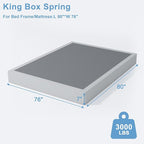 King Box Spring - 7 Inch High Profile Box Spring for King Bed, Sturdy Metal Frame Mattress Foundation, Easy Assembly, Quiet & Noise-Free