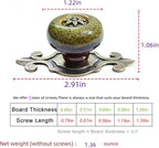 10 Pack Retro Ceramic Knobs,Vintage Dresser Kitchen Petal Cabinet Pulls Rustic Zinc Alloy Base Back Plate Kid Cupboard Wardrobe Drawer Door Handles (Leopard Print Green)
