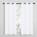 NICETOWN White Window Curtain Panels - 50% Light Blocking Curtains for Bedroom & Dining Room Window (Set of 2, 42 inches x 63 inches)