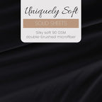 Linen Market Brushed Microfiber Queen Sheet Set 4 Piece – Oeko-TEX Certified Ultra Soft & Wrinkle-Free - 16" Deep Pocket Sheets - Easy Care Queen Size - Black