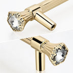 4 Pack Kitchen Cabinet Handles Gold, Crystal Dresser Drawer Pulls, Modern Bathroom Cabinet Handles, Kitchen Hardware for cabinets, Zinc Alloy Pull, 5.7 Inch Length, 4.1 Inch Hole Center