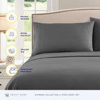 Queen Size Bed Sheets - Breathable Luxury Sheets with Full Elastic & Secure Corner Straps Built In - 1800 Supreme Collection Extra Soft Deep Pocket Bedding, Sheet Set, EXTRA DEEP pocket - Queen, Gray