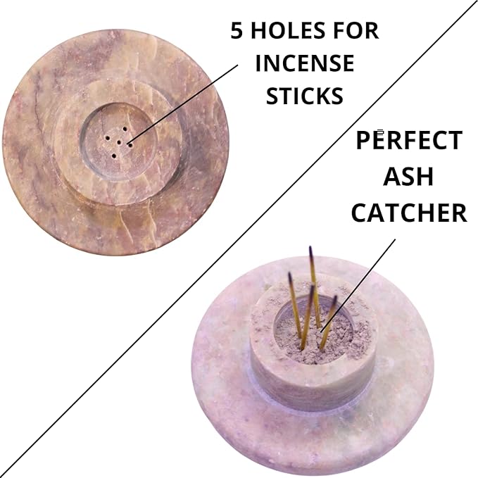 Carry Me Marble Soapstone Incense Stick Holder | Candle Burner | Tea Light Stand - Perfect Handmade Bottle Tower. Decorative Floral Carving for Gifting - Home and Office Decor - (2.5x2.5x10 Inches)