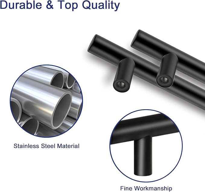 HBL' 20 Pack | 3-3/4 Inch Center to Center Matte Black Cabinet Pulls Kitchen Cabinet Handles,Made of Stainless Steel,Ideal for Cabinet,Drawer,Cupboard and Wardrobe.
