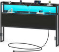 Rolanstar Headboard for King Size Bed with Storage, 60,000 DIY Color of LED Light, Head Board with USB & Type C Port, Height Adjustable, Black Cabeceras de Cama Comfortable Modern, Wood