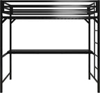DHP Miles Metal Twin Loft Bed with Desk, Black