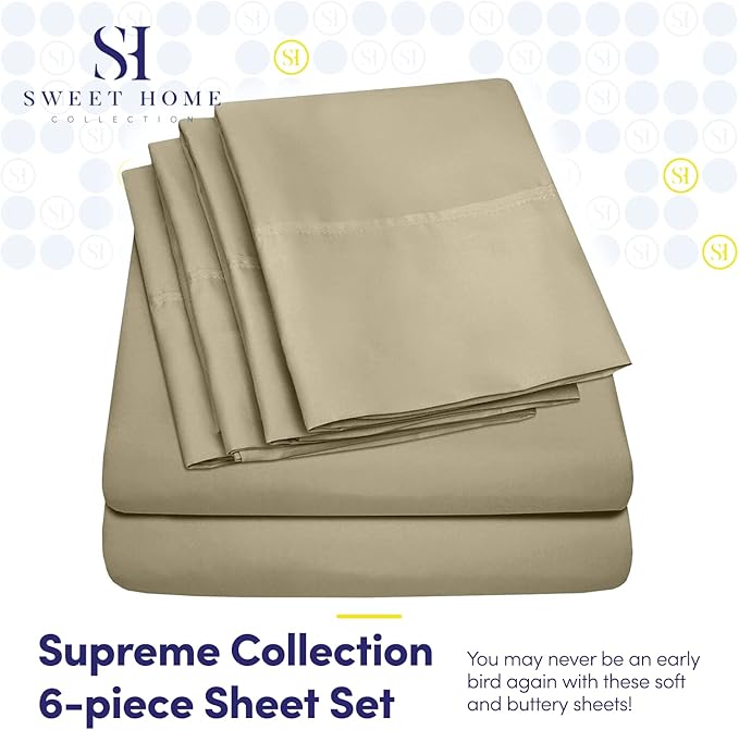Full Size Bed Sheets - 6 Piece 1500 Supreme Collection Fine Brushed Microfiber Deep Pocket Full Sheet Set Bedding - 2 Extra Pillow Cases, Great Value, Full, Sage