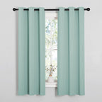NICETOWN Kitchen Curtain Panels Blackout Draperies, Thermal Insulated Solid Grommet Blackout Curtains/Drapes (Aqua, One Pair, 34 by 63-Inch)