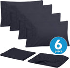 Queen Sheets Navy - 6 Piece 1500 Supreme Collection Fine Brushed Microfiber Deep Pocket Queen Sheet Set Bedding - 2 Extra Pillow Cases, Great Value, Queen, Navy