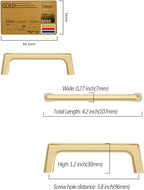 Amerdeco 10 Pack Brushed Gold Cabinet Pulls 3.75 Inch(96MM) Hole Centers Kitchen Cabinet Handles Hardware Kitchen Handles for Drawer Pulls ZH0041