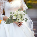 Wedding Rose Bouquet Bridesmaid Flower Bouquets, Artificial Rose White Wedding Bouquets for Bride Bridesmaid Bouquet Faux Bouquet Bride Bridesmaid Holding Flower for Wedding Decor