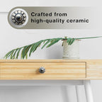 Handmade Serene Blue Ceramic Stone Cabinet Knobs, Vintage Decorative Drawer Pulls for Trendy Cabinets, Modern Dressers & Cupboards, Knobs for Kitchen & Furniture - Set of 12