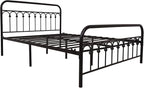 TUSEER Metal Bed Frame Queen Size with Vintage Headboard and Footboard Platform Base Wrought Iron Bed Frame (Queen,Black)