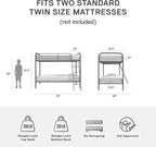 DHP Twin-Over-Twin Bunk Bed with Metal Frame and Ladder, Space-Saving Design, Silver Twin/Twin
