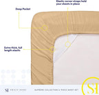 Split King Sheets - Breathable Luxury Sheets with Full Elastic & Secure Corner Straps Built In - 1800 Supreme Collection Extra Soft Deep Pocket Bedding Set, Sheet Set, Split King Size, Camel
