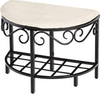 Mango Steam Half Moon Shoe Bench - Vanity Seat/Dressing Stool/Makeup Chair - White
