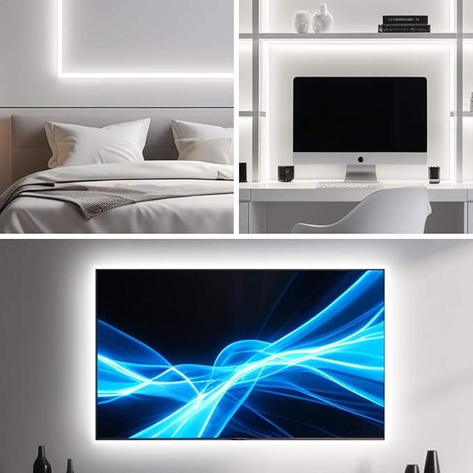 iNextStation COB LED Strip Light White 6000k 16.4FT 5M DC12V CRI 93+ Dimmable Flexible LED Tape Lights for Bedroom, Kitchen, TV Backlight, Cupboard, Wardrobe, Home Lighting Decor