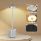 Cordless Table Lamp – 2 Pack Rechargeable Table Lamps, 5000mAh Battery Operated Lamp with 3-Color Dimmable Light, Outdoor Table Lamp for Bedroom, Restaurant, Patio, Home Décor (Silver)