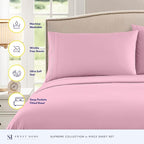 Twin Sheets - Breathable Luxury Sheets with Full Elastic & Secure Corner Straps Built In - 1800 Supreme Collection Extra Soft Deep Pocket Bedding Set, Sheet Set, Twin, Pink