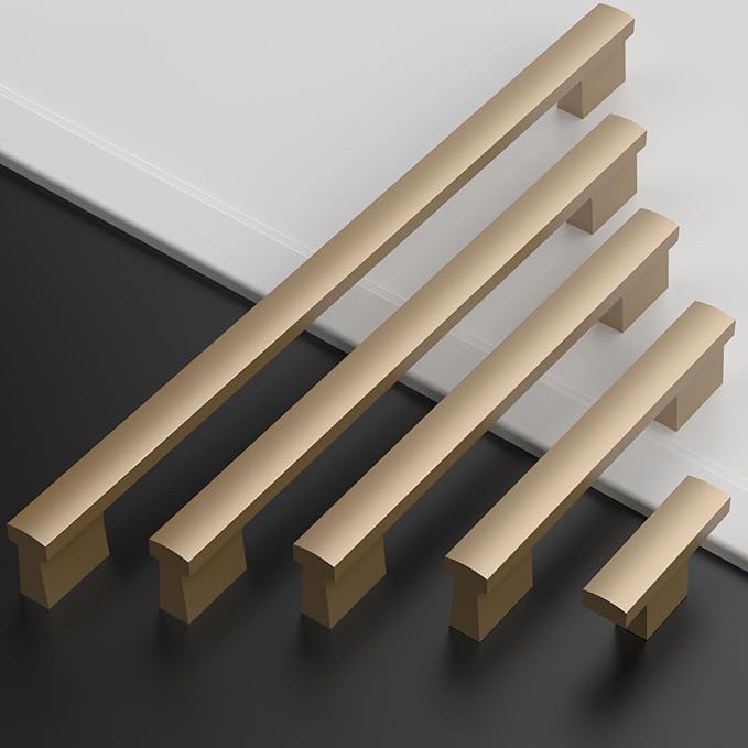Asidrama 10 Pack 3 Inch(76mm) Champagne Gold Cabinet pulls Kitchen Cabinet Handles, Cabinet Pulls Kitchen Cabinet Hardware for Cupboard Drawer Pulls