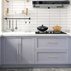 JOY DECOR 30 Pack 7.38 Inch Cabinet Pulls Kitchen Cabinet Handles with 5 Inch Hole Center Brushed Nickel Cabinet Hardware Stainless Steel Kitchen Drawer Pulls for Cabinets Cupboard, 128mm Hole Centers