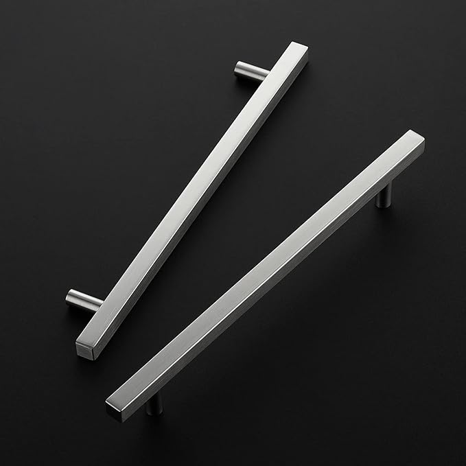 Ravinte Brushed Nickel Cabinet Handles 10 Pack 8-4/5 inch Satin Nickel Square Cabinet Pulls Silver Hardware for Kitchen Cabinets 11-3/10 inch Overall Length Stainless Steel Drawer Pulls