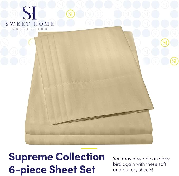 Cal King Size Bed Sheets - 6 Piece 1500 Supreme Collection Fine Brushed Microfiber Deep Pocket California King Sheet Set Bedding - 2 Extra Pillow Cases, Great Value, California King, Dobby Sage