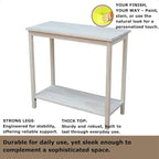 IC International Concepts, Portman Accent Table , Solid Real Wood, Sturdy Parawood, DIY, Paint/Stain Ready, Unfinished
