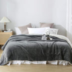 NANPIPER Flannel Blanket Reversible Sherpa Throw Blanket Super Soft Fuzzy Plush Microfiber (90"x90" Gray) Queen