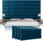 Vänt Upholstered Wall Panels - Queen/Full Size Wall Mounted Velvet Headboards - Velvet Peacock Blue - Set of 4 Panels (Each Individual Panel 30"x11.5")