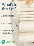 Extra Deep Cal King Sheet Set - 6 Piece Breathable and Cooling Sheets - Hotel Luxury Bed Sheets Set - Easy Fit - Soft, Wrinkle Free and Comfy Sheets Set - Off White Sheet Set with Extra Deep Pockets
