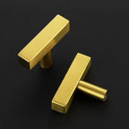 1 Pack Gold Cabinet Knobs - Sqaure Bar Cabinet Pulls Brushed Brass Knobs for Kitchen Drawer Stainless Steel Dresser Pulls for Kitchen Hardware 2in Length Single Hole