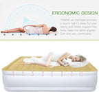 YENING Full Size Air Mattress with Built in Pump Raised Double Blow up Bed Inflatable Camping Airbed Electric 18 Inch Tall Beige