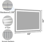 Koonmi 32x48 LED Bathroom Mirror, Backlit + Front Lit, LED Bathroom Mirror with Lights for Wall, 3 Colors, Anti-Fog, Dimmable Brightness, Memory Function, Tempered Glass