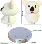 Animal-Shaped Night Light, Rechargeable LED Soft Silicone (BPA Free) Bedside Lamp for Children/Adults, Adjustable Brightness and 9 Colors by Touch Control & Remote Control (Big Koala)
