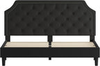 Flash Furniture Brighton King Size Tufted Upholstered Platform Bed in Black Fabric