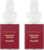 Pura & K. Hall Designs Home Scent Refill - Smart Home Air Diffuser - Up to 120-Hours of Premium Fragrance per Refill - Household Essential - Clean Diffuser Fragrance -2 Pack, Holiday Spice