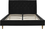 Novogratz The Her Majesty Upholstered Bed, Queen, Black Velvet