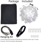 Comtelek Bed Canopy with LED Star Lights, Canopy Bed Curtain with RGB Color Changing String Lights with Smart App Control Remote for Princess Girls Bedroom, Suggested for Twin Full Queen King Bed