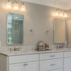 ANDY STAR 24x40'' Bathroom Mirror for Wall, Brushed Nickel Rounded Rectangle Mirror for Vanity in Stainless Steel Tube Metal Frame Antirust Wall-Mounted Horizontal or Vertical