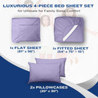 DREAMCARE Full Size Sheets Set - 4 Pcs Cooling Bed Sheets with Up to 15" Deep Pockets - Soft, Long-Lasting 100% Brushed Polyester with Side Pocket (Lavender)