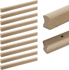 10Pcs Unfinished Beech Wood Solid Furniture Pulls Handles,Unfinished Unpainted Paintable Wooden Cupboard Closet Drawer Handle Pull,Length 11.81",Hole Dis.8.82"