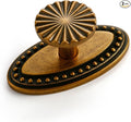 2 Pack Antique Brass Cabinet Knobs with Base Vintage Flat Drawer Pulls Kitchen Cupboard Bathroom Dresser Cabinet Hardware Handles Zinc Alloy