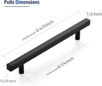 JOY DECOR 60 Pack 6-1/4 Inch Matte Black Square Cabinet Handles Stainless Steel Cabinet Hardware Pulls for Kitchen and Drawers with 8-13/16 Inch Overall Length