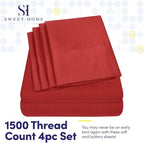 Twin XL Size Bed Sheets - 4 Piece 1500 Supreme Collection Fine Brushed Microfiber Deep Pocket Twin X-Large Sheet Set Bedding - 1 EXTRA PILLOW CASES, GREAT VALUE, Twin XL, Samba Red